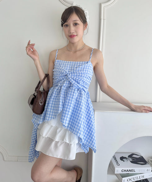 ギンガムチェックランダムヘムキャミソール | LO2252031 | ライトブルー