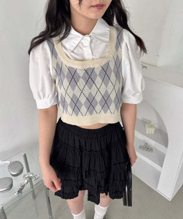 アーガイルベストドッキングシャツブラウス | LO2252033 | アイボリー