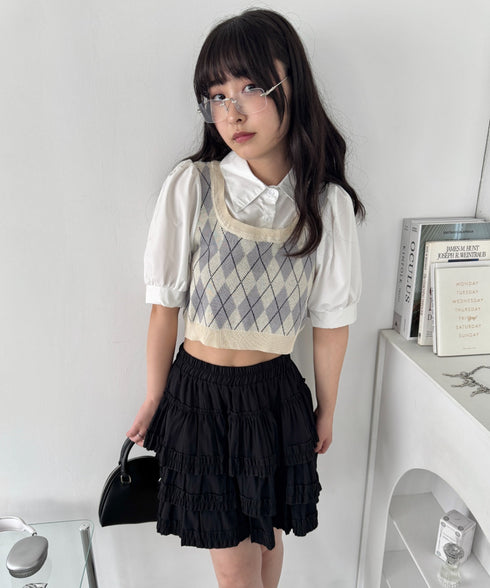 アーガイルベストドッキングシャツブラウス | LO2252033 | アイボリー