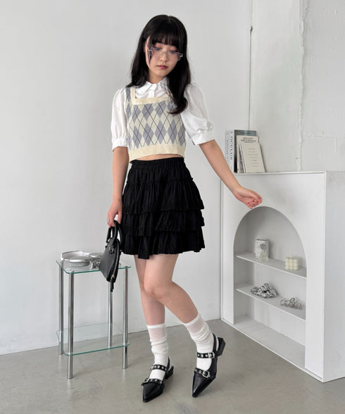 アーガイルベストドッキングシャツブラウス | LO2252033 | アイボリー