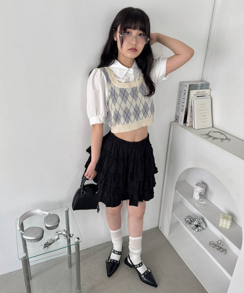 アーガイルベストドッキングシャツブラウス | LO2252033 | アイボリー