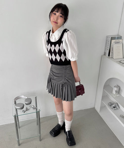 アーガイルベストドッキングシャツブラウス | LO2252033 | ブラック