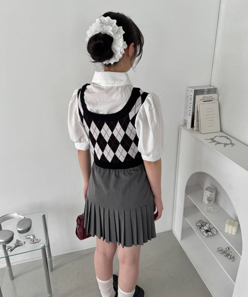 アーガイルベストドッキングシャツブラウス | LO2252033 | ブラック