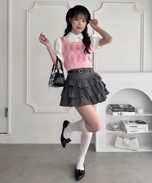 アーガイルベストドッキングシャツブラウス | LO2252033 | ピンク