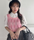 アーガイルベストドッキングシャツブラウス | LO2252033 | ピンク