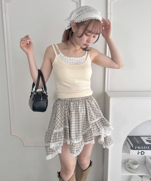 イレヘムチェックレースミニスカパン | LO2255257 | アイボリー