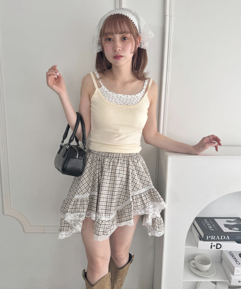 イレヘムチェックレースミニスカパン | LO2255257 | アイボリー