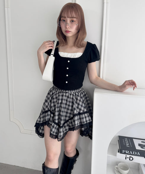 イレヘムチェックレースミニスカパン | LO2255257 | ブラック