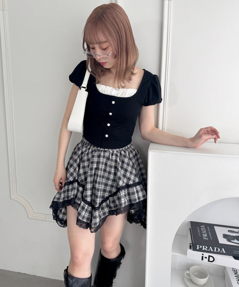 イレヘムチェックレースミニスカパン | LO2255257 | ブラック