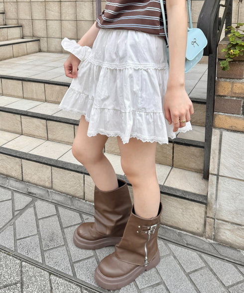 チビレースコットンティアードミニスカパン | SL2255042 | ホワイト