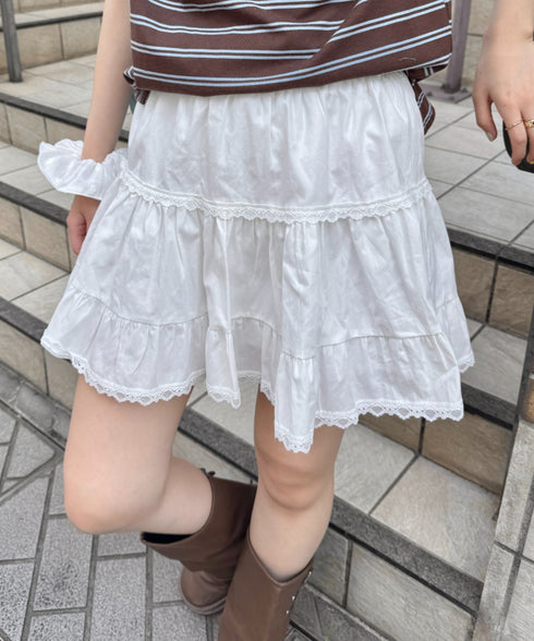チビレースコットンティアードミニスカパン | SL2255042 | ホワイト