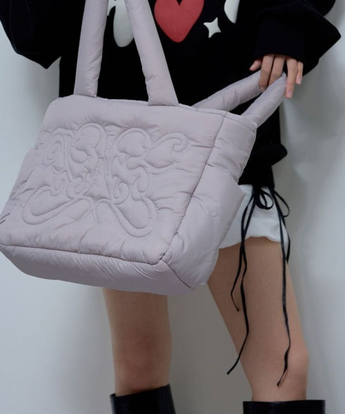 FANCY CLUB(ファンシークラブ)/パデッド パファー バタフライ キルティング ショルダー トートバッグ 軽量/CUDDLE PADDED SHOULDER BAG | AT1252029 | グレー