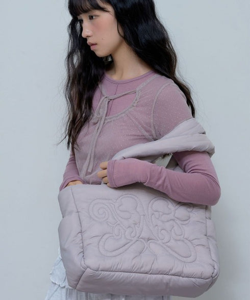 FANCY CLUB(ファンシークラブ)/パデッド パファー バタフライ キルティング ショルダー トートバッグ 軽量/CUDDLE PADDED SHOULDER BAG | AT1252029 | グレー