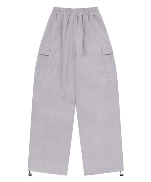 MUCENT(ムセント)/ワイド ルーズ イージー カーゴパンツ/GROSS NYLON PARACHUTE CARGO PANTS | AT2252031 | グレー