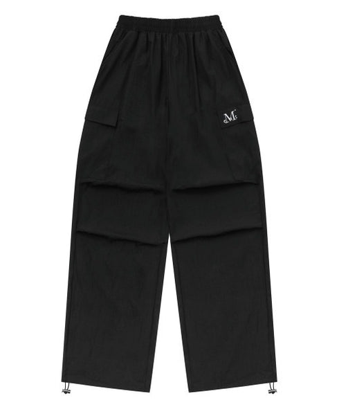 MUCENT(ムセント)/ワイド ルーズ イージー カーゴパンツ/GROSS NYLON PARACHUTE CARGO PANTS | AT2252031 | ブラック