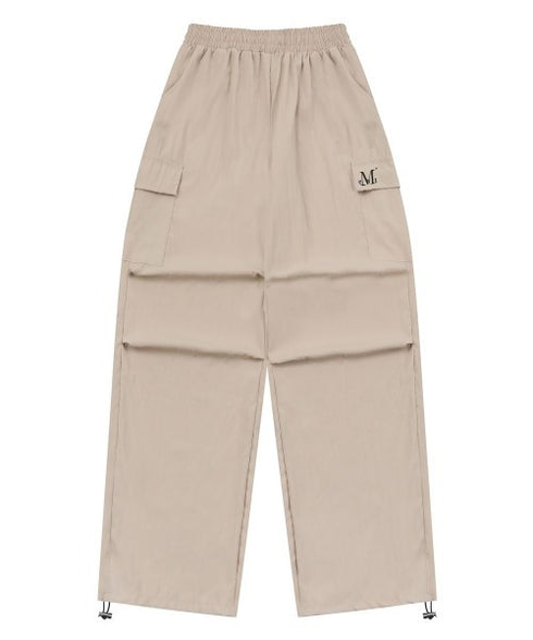 MUCENT(ムセント)/ワイド ルーズ イージー カーゴパンツ/GROSS NYLON PARACHUTE CARGO PANTS | AT2252031 | ベージュ