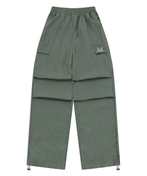 MUCENT(ムセント)/ワイド ルーズ イージー カーゴパンツ/GROSS NYLON PARACHUTE CARGO PANTS | AT2252031 | カーキ