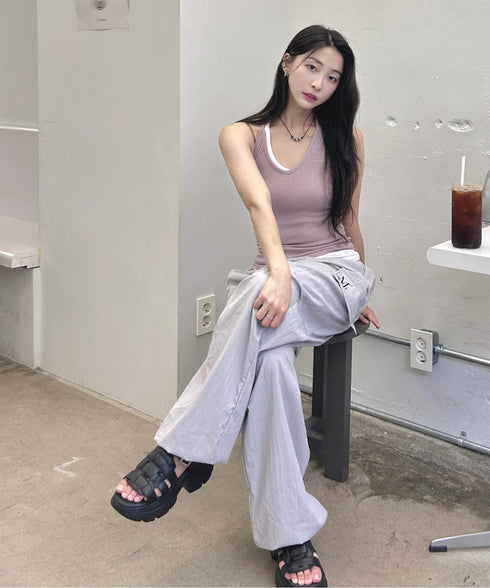 MUCENT(ムセント)/ワイド ルーズ イージー カーゴパンツ/GROSS NYLON PARACHUTE CARGO PANTS | AT2252031 | グレー
