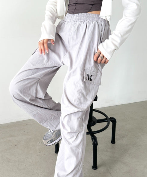MUCENT(ムセント)/ワイド ルーズ イージー カーゴパンツ/GROSS NYLON PARACHUTE CARGO PANTS | AT2252031 | グレー