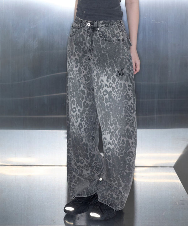 MUCENT(ムセント)/スナップボタン レオパード ワイド デニム パンツ/DITT SNAP BUTTON LEOPARD WIDE PANTS | AT2252034 | レオパード