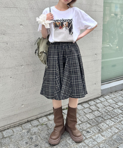 チェックイレギュラーヘムミディスカート | SL2255051 | ブラック