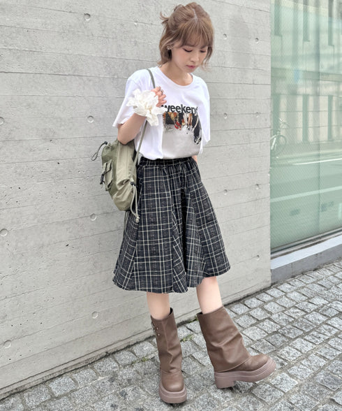 チェックイレギュラーヘムミディスカート | SL2255051 | ブラック