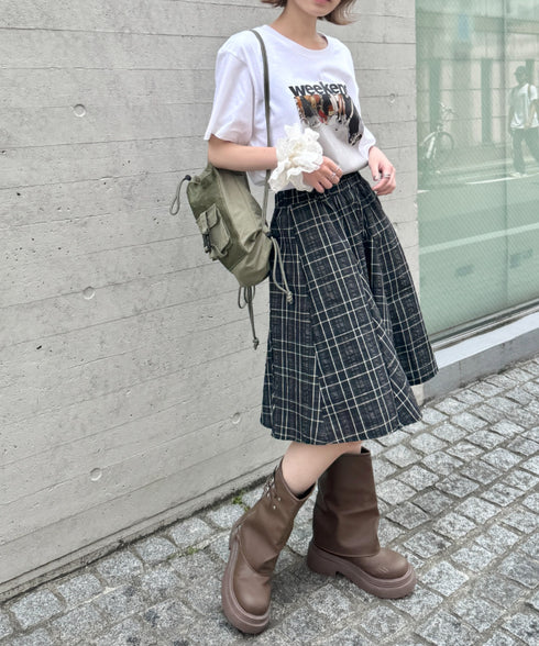 チェックイレギュラーヘムミディスカート | SL2255051 | ブラック