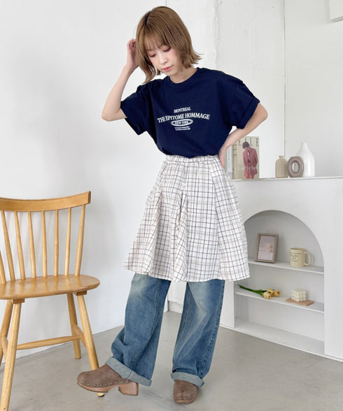 チェックイレギュラーヘムミディスカート | SL2255051 | ホワイト