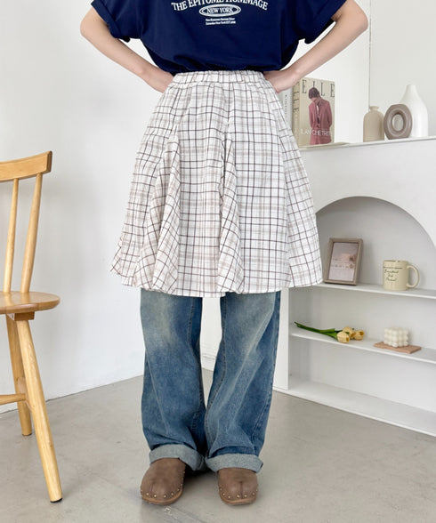 チェックイレギュラーヘムミディスカート | SL2255051 | ホワイト