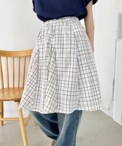 チェックイレギュラーヘムミディスカート | SL2255051 | ホワイト