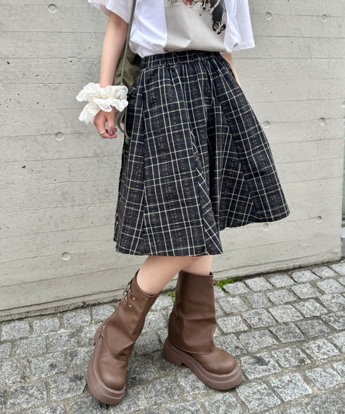 チェックイレギュラーヘムミディスカート | SL2255051 | ブラック