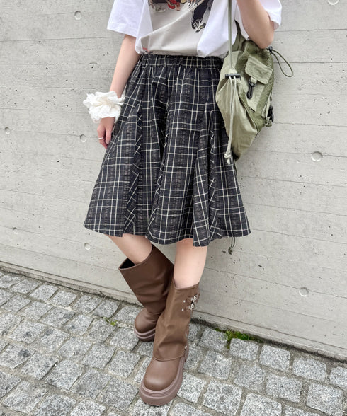 チェックイレギュラーヘムミディスカート | SL2255051 | ブラック