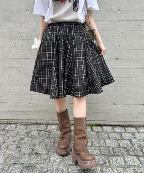 チェックイレギュラーヘムミディスカート | SL2255051 | ブラック