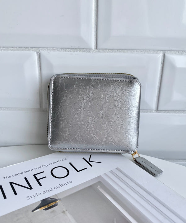 【5色展開】シンプル無地二つ折りウォレット | CL6251044 | シルバー