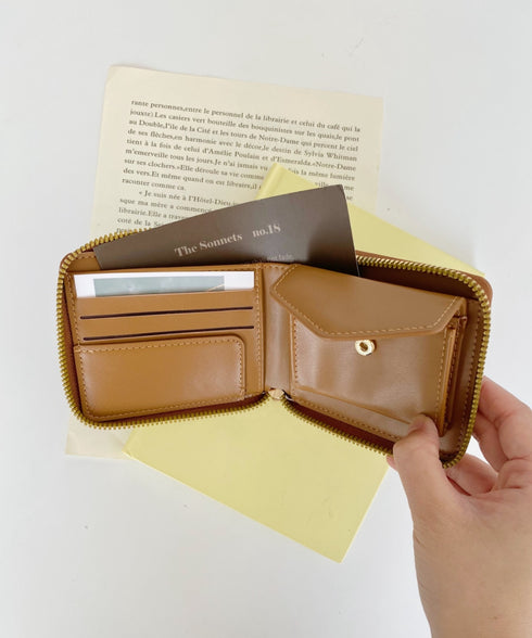 【5色展開】シンプル無地二つ折りウォレット | CL6251044 | ブラウン