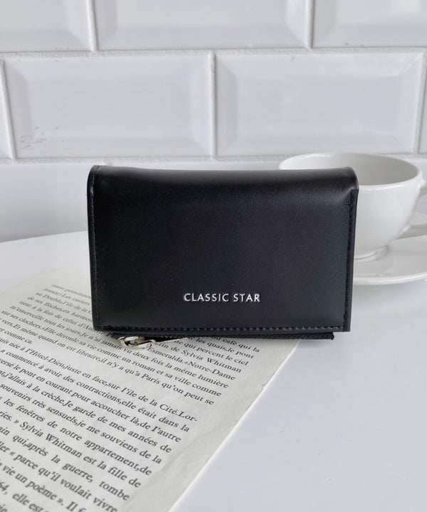 【5色展開】シンプルロゴ入り三つ折りウォレット | CL6251046 | ブラック