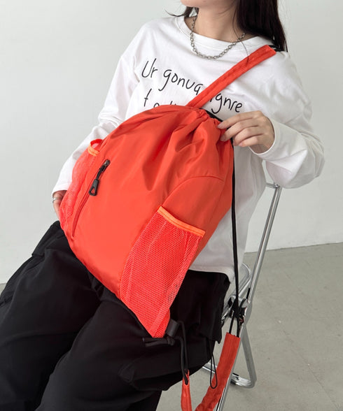 軽量メッシュポケットナップサック | CL1255036 | オレンジ