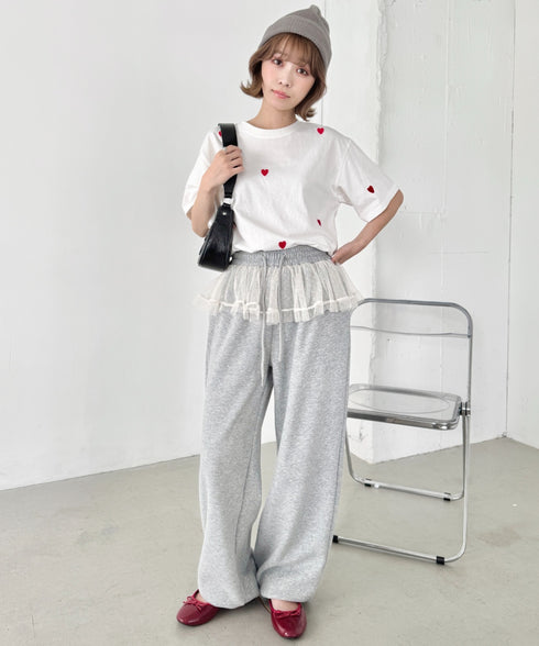ミニハート刺繍半袖Tシャツ | SL2252018 | ホワイト
