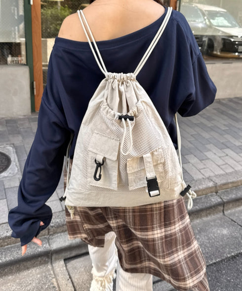 ダブルポケットメッシュナップサック | SL1255067 | アイボリー