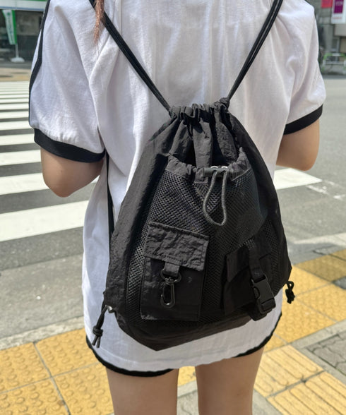 ダブルポケットメッシュナップサック | SL1255067 | ブラック