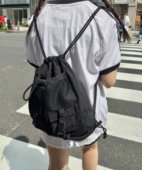 ダブルポケットメッシュナップサック | SL1255067 | ブラック