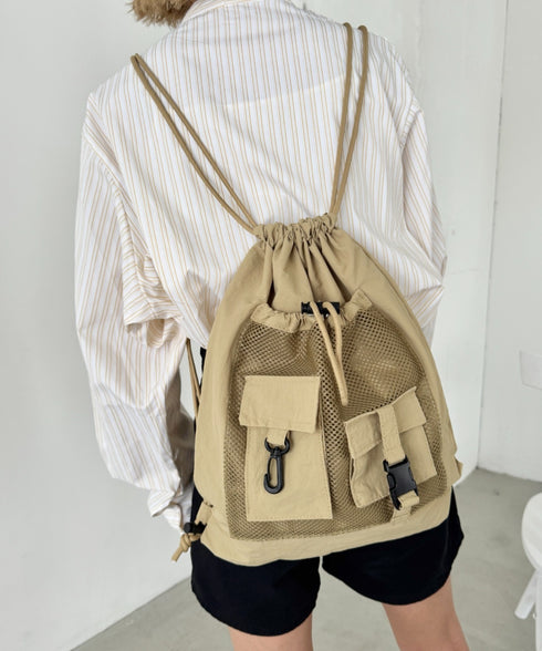 ダブルポケットメッシュナップサック | SL1255067 | ベージュ