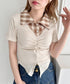 チェックカラードッキングリブニットトップス | LO2252036 | アイボリー