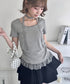 レースチョーカー付き裾フリルトップス | LO2252037 | グレー