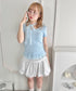 レースチョーカー付き裾フリルトップス | LO2252037 | ライトブルー