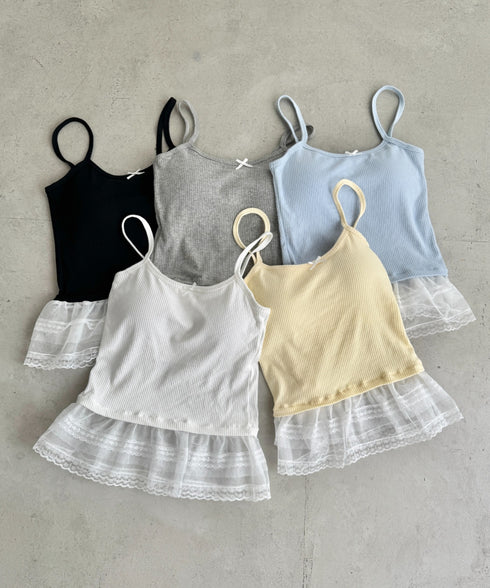 【カップ付き】裾フリルリブキャミソール | LO2255260 | ライトブルー