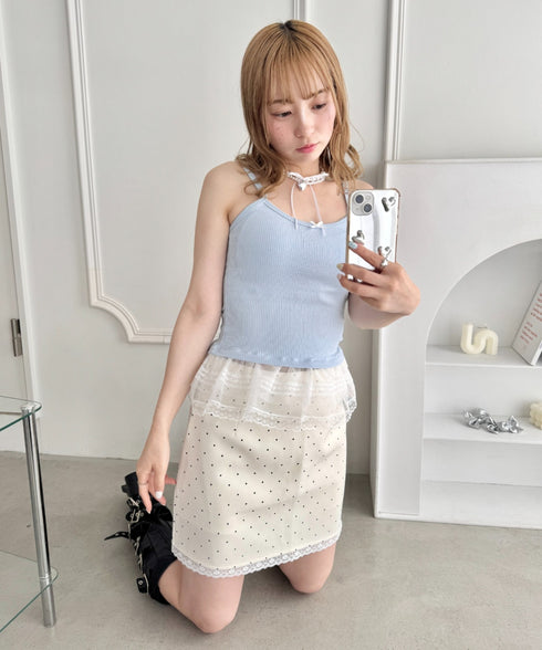 【カップ付き】裾フリルリブキャミソール | LO2255260 | ライトブルー