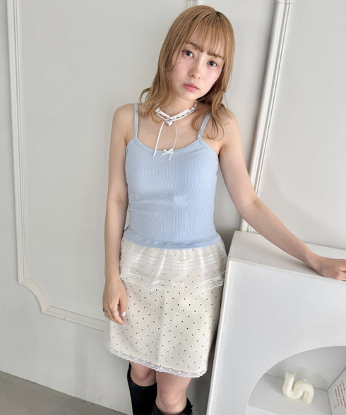 【カップ付き】裾フリルリブキャミソール | LO2255260 | ライトブルー