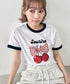 チェリーリボン半袖リンガーTシャツ | SL2252019 | ネイビー