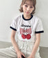 チェリーリボン半袖リンガーTシャツ | SL2252019 | ネイビー